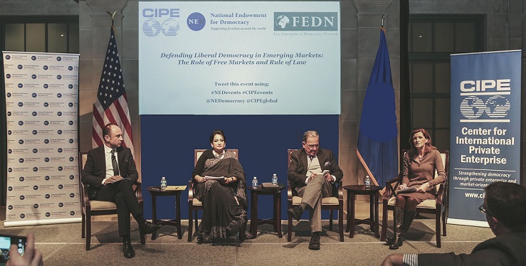 (From left to right) Panelists Güray Karacar, Selima Ahmad, Aurelio Concheso, and moderator Karen Kerrigan