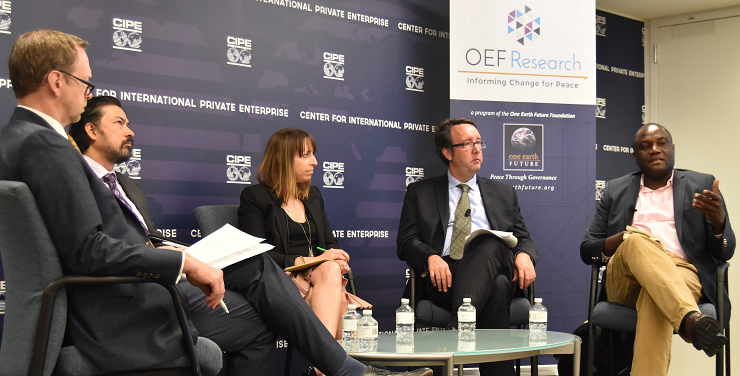 From Left: Moderator Scott Stearns, panelists Arshad Sayed, Danielle Walker, Lars Benson, and Benjamin Musuku