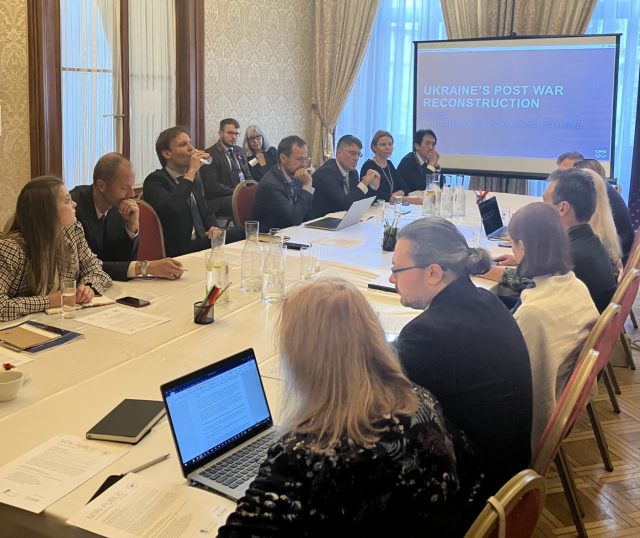 Ukranian business leaders at a conference table